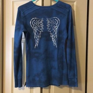 Seven Cotton Angel Wings Tye Dye Blue Shirt Sz M